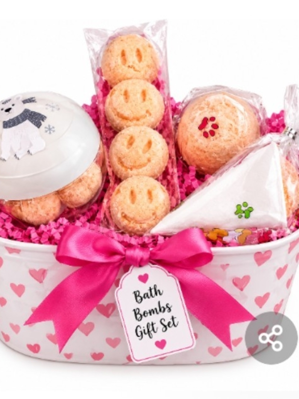Bath Bombs Gift Set - Pink Heart Basket